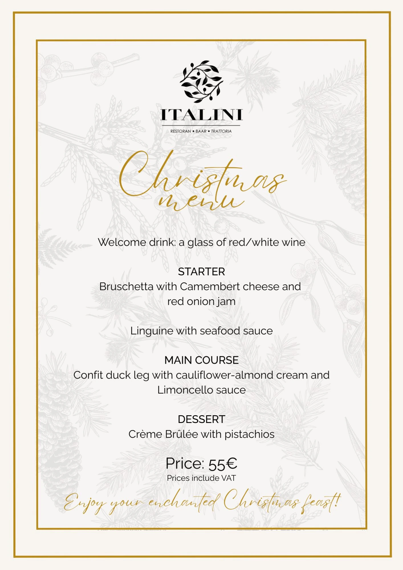 Christmas menu